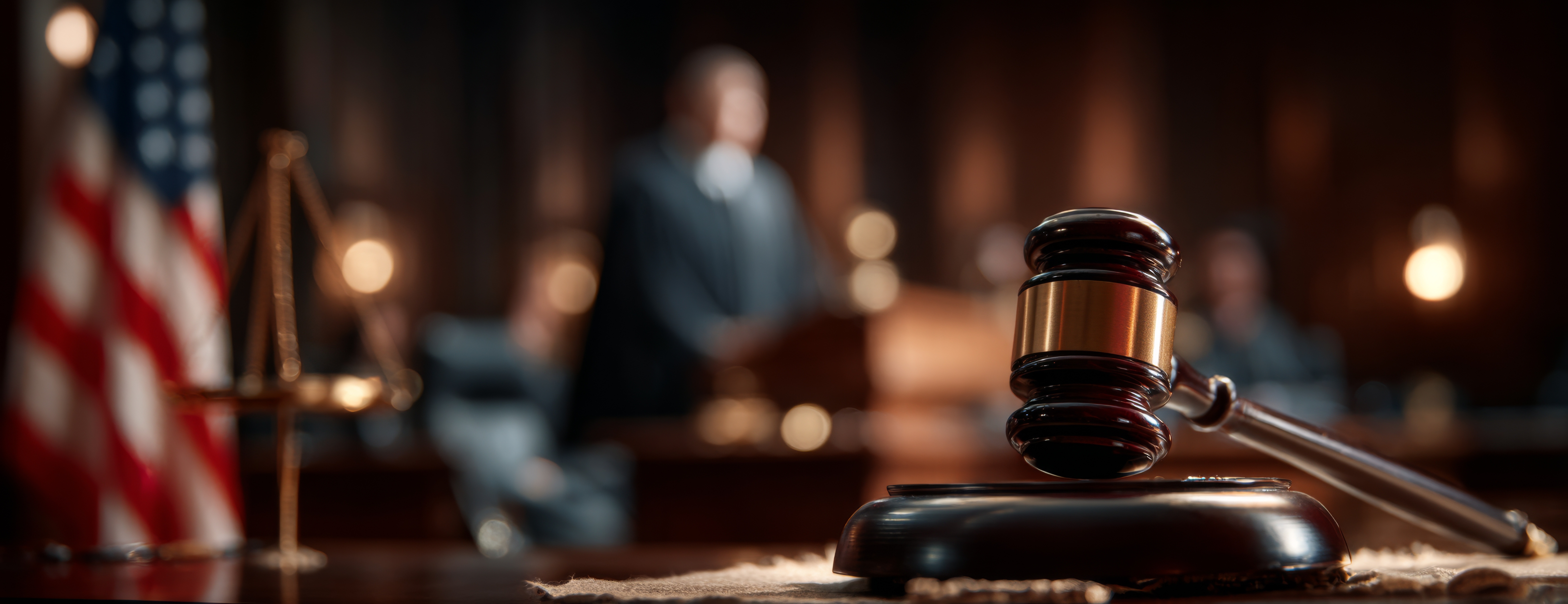 Judge's gavel and scales of justice in a Knoxville criminal defense law office